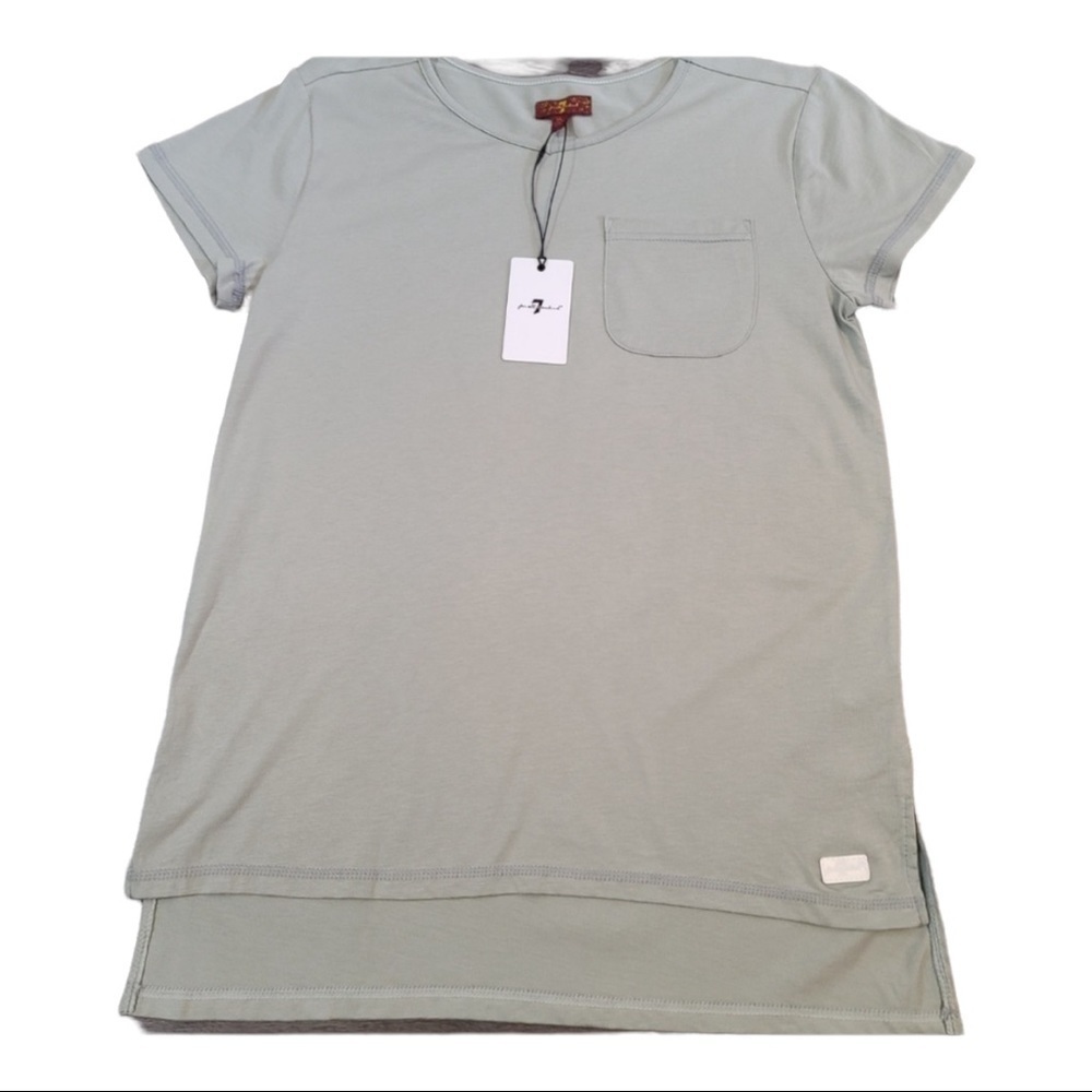 7 For All Mankind Sage Green High Low T-Shirt Size XL